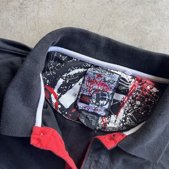 Y2K/2000s PEPE JEANS STRIPED SKATER RED POLO SHIRT 4XL Y2k AOP - Picture 2 of 3